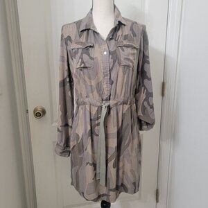 Japna Camo Button Top with Tie Dress Sz M